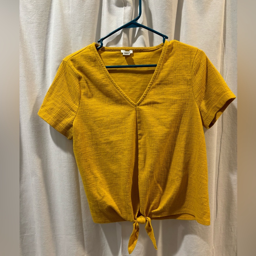 J Crew Yellow Tie Top Large